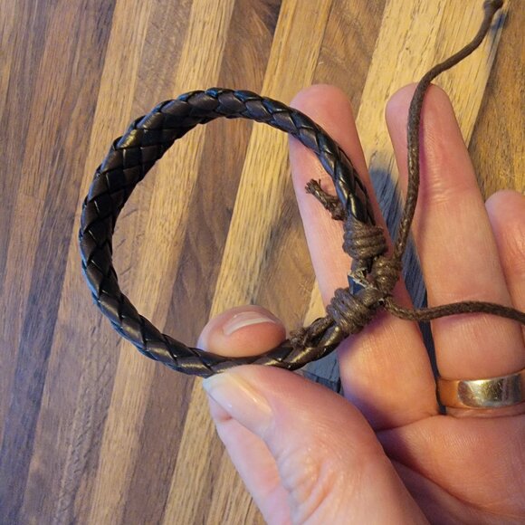 Boho Two Tone Braided Leather Bracelet - Picture 5 of 7